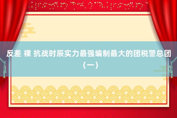 反差 裸 抗战时辰实力最强编制最大的团税警总团（一）