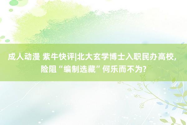 成人动漫 紫牛快评|北大玄学博士入职民办高校， 险阻“编制选藏”何乐而不为?
